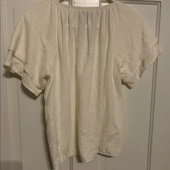 Madewell Texture &Thread S Cream Tiered Sleeve Top - Picture 5 of 6
